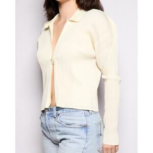 Issey Miyake Cream Pleats Please Cardigan Top